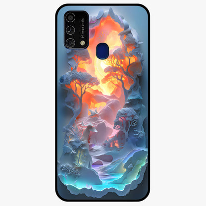 Glow Forest Portal Glass Case showing flat back view with glowing forest portal artwork and glossy glass finish.