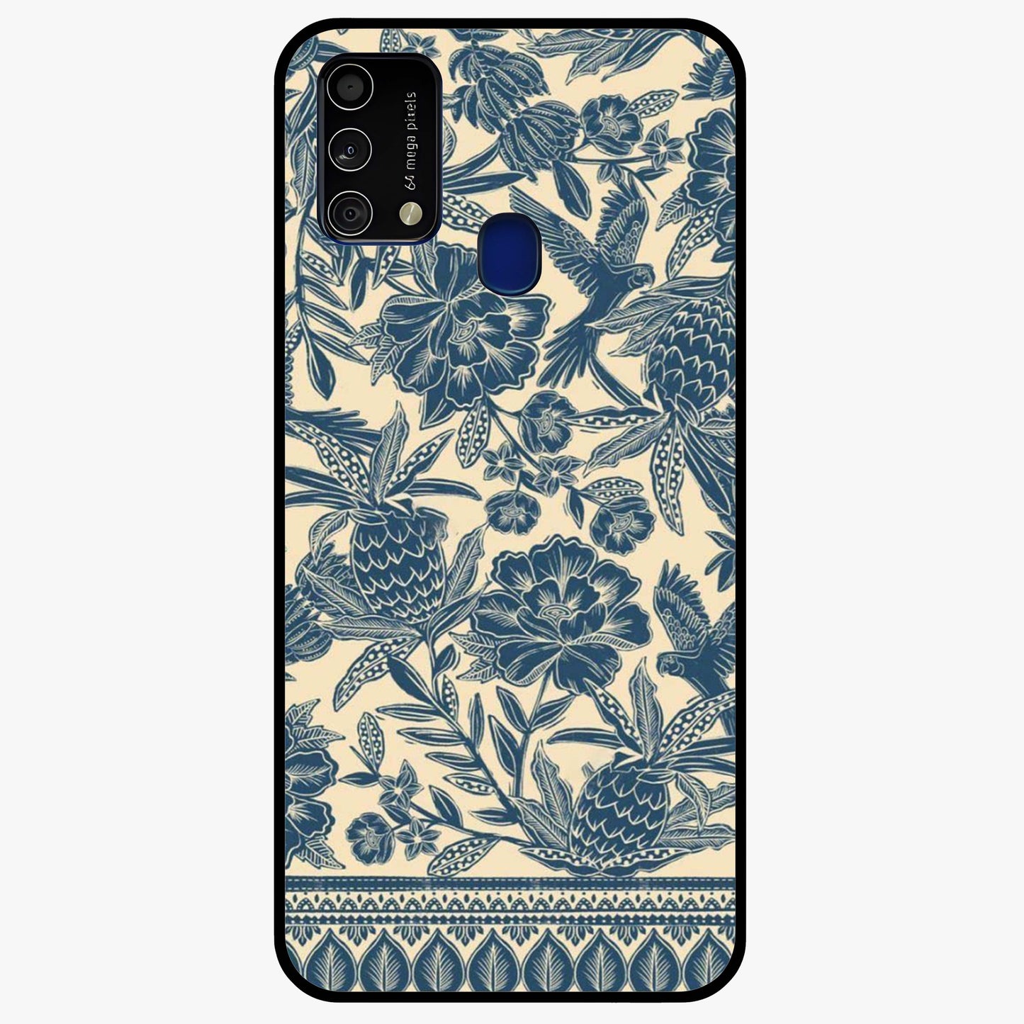 Heirloom Wild Bloom Glass Case showing flat back view with vintage inspired wild flower artwork and glossy glass finish.