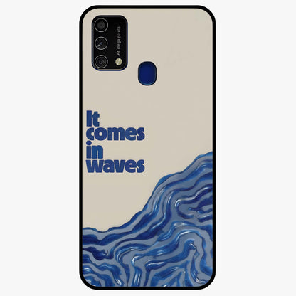 It Comes In Waves Quote Glass Case showing flat back view with inspirational wave themed quote artwork and glossy glass finish.