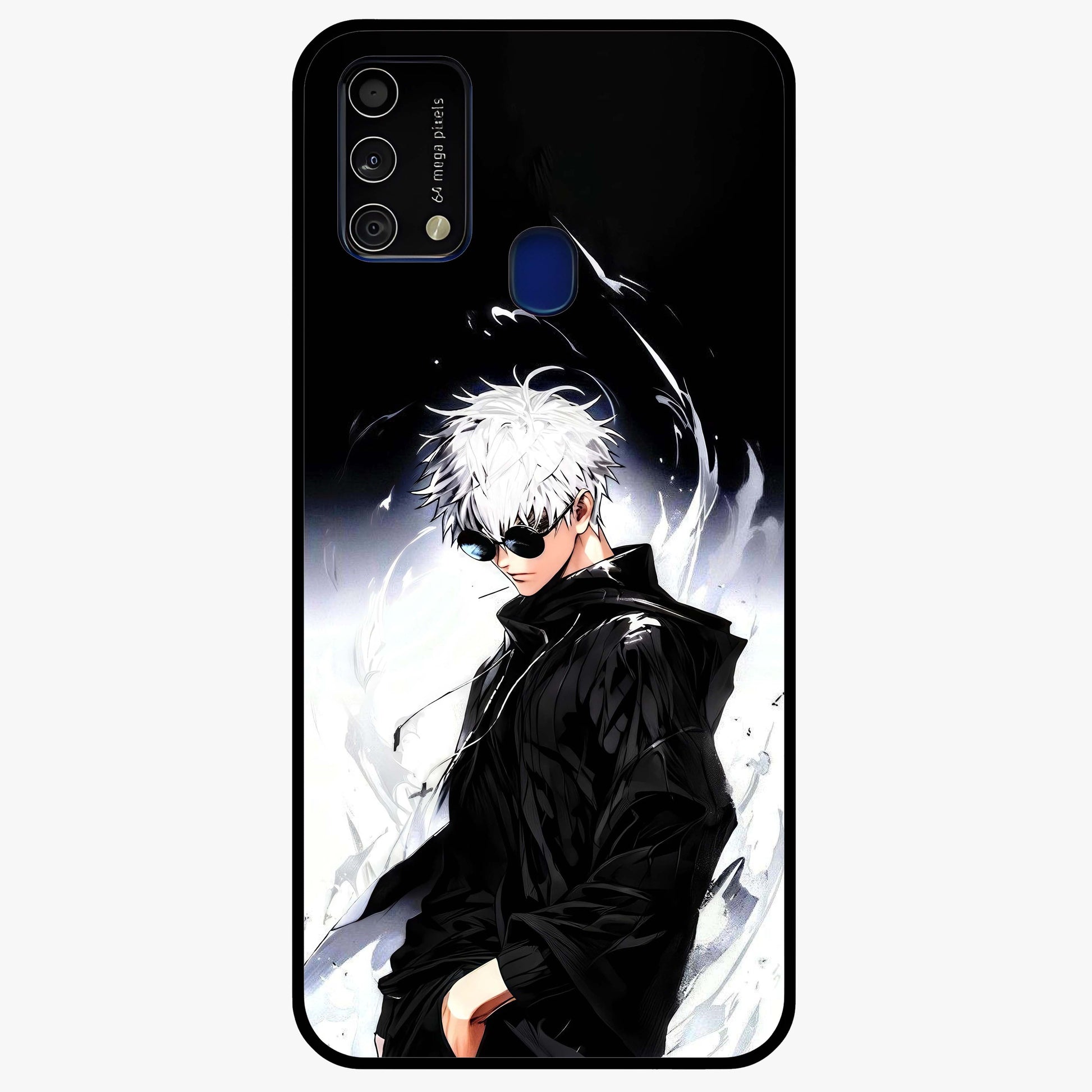 Limitless Shadow King Glass Case showing flat back view with powerful shadow warrior artwork and glossy glass finish.