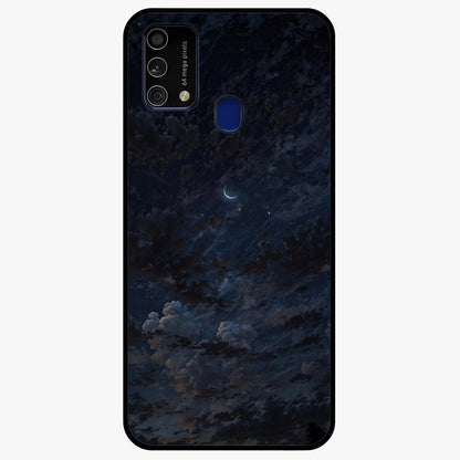 Lunar Veil Silence Glass Case showing flat back view with mystical moon veil artwork and glossy glass finish.