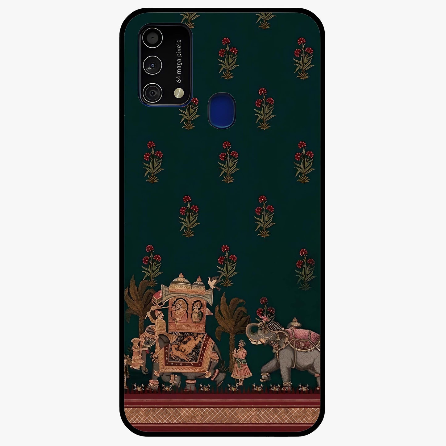 Macmerise Glass Case showing flat back view with stylish modern artwork and glossy glass finish.
