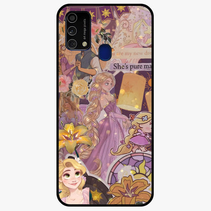 Magical Tangled Dream Glass Case showing flat back view with dreamy tangled artwork and glossy glass finish.