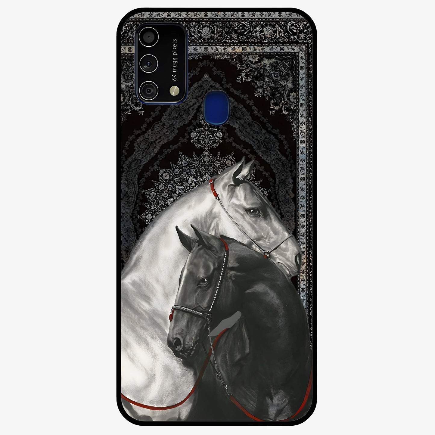 Majestic Ride Legacy Glass Case showing flat back view with powerful automotive inspired artwork and glossy glass finish.