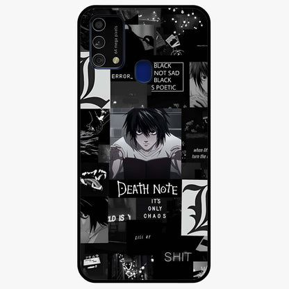 Midnight Chaos Mind Glass Case showing flat back view with abstract dark themed artwork and glossy glass finish.