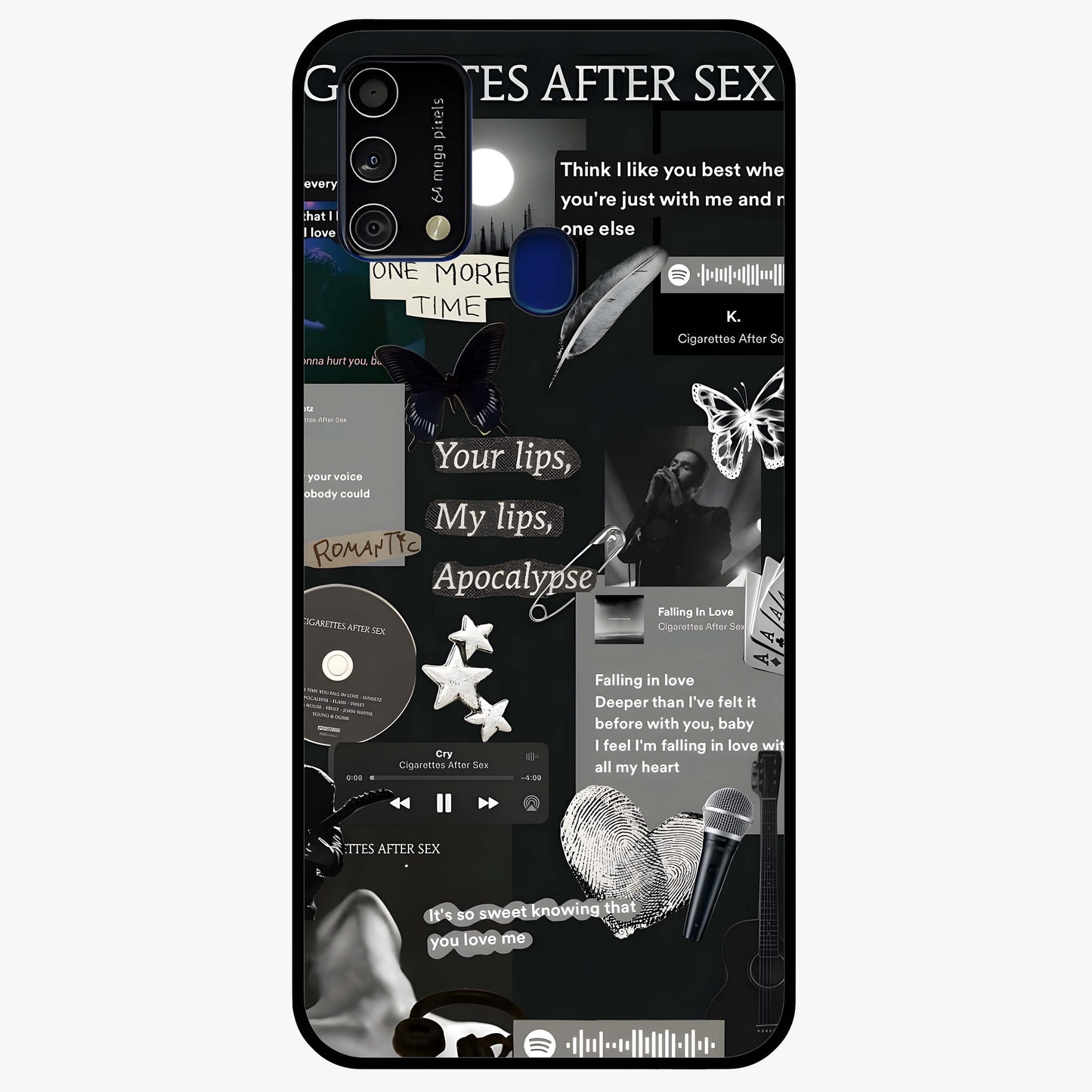 Midnight Love Echo Glass Case showing flat back view with romantic midnight themed artwork and glossy glass finish.