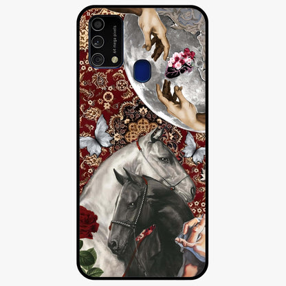 Moonlit Royal Stallion Glass Case showing flat back view with majestic horse under moonlight artwork and glossy glass finish.