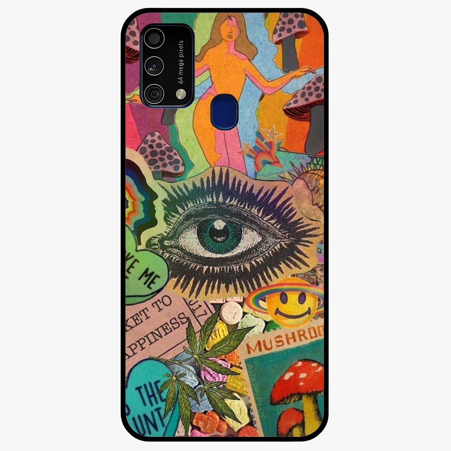 Mystic Eye Wonderland Glass Case showing flat back view with mystical eye themed artwork and glossy glass finish.