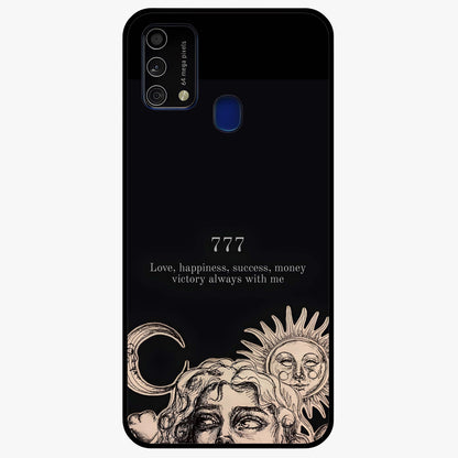 Mystic Victory Aura Glass Case showing flat back view with victory symbol artwork and glossy glass finish.