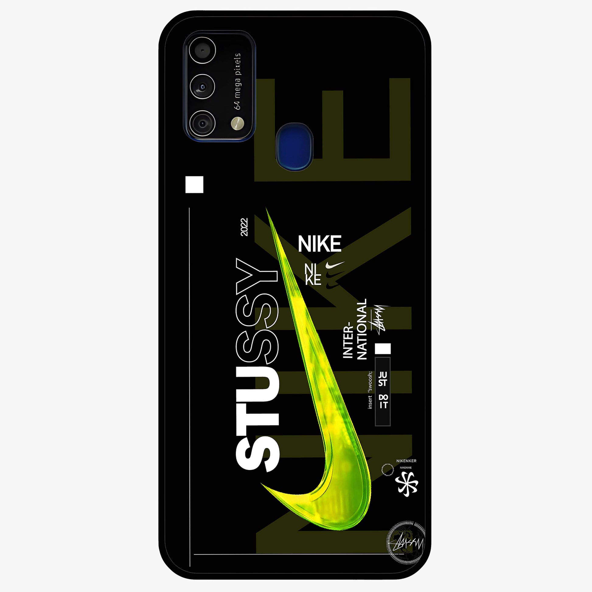 Neon Street Edition Glass Case showing flat back view with neon street style artwork and glossy glass finish.