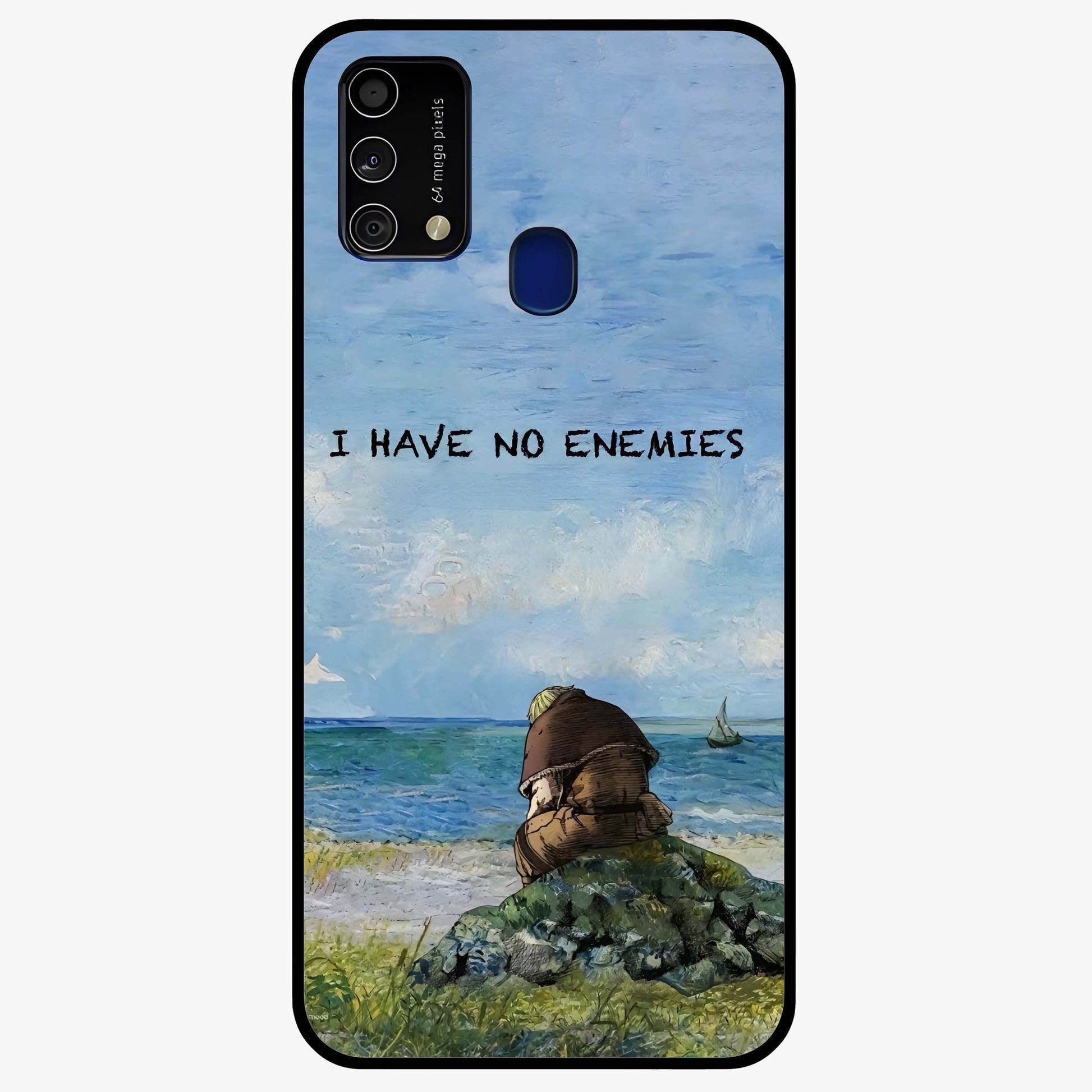 Peace Beyond War Glass Case showing flat back view with symbolic peace themed artwork and glossy glass finish.