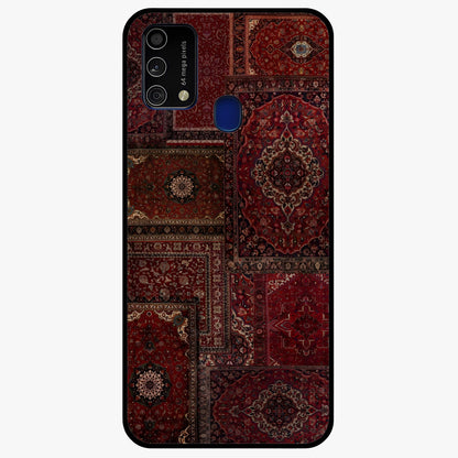 Persian Velvet Tale Glass Case showing flat back view with luxurious Persian velvet pattern artwork and glossy glass finish.