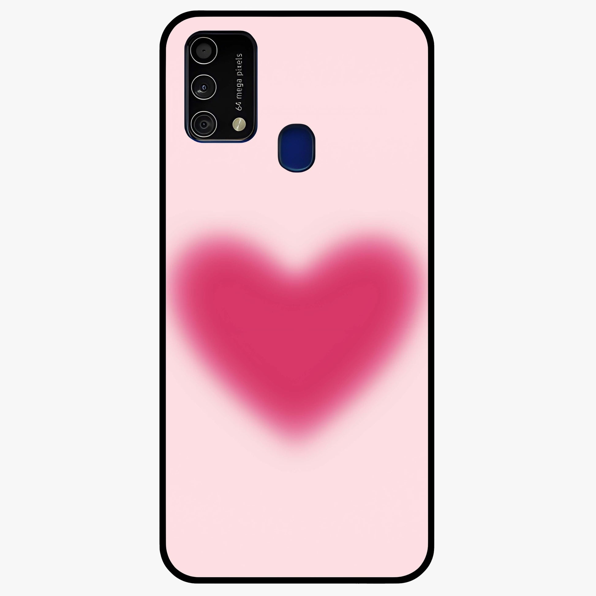Pink Aura Heart Glass Case showing flat back view with glowing heart artwork and glossy glass finish.