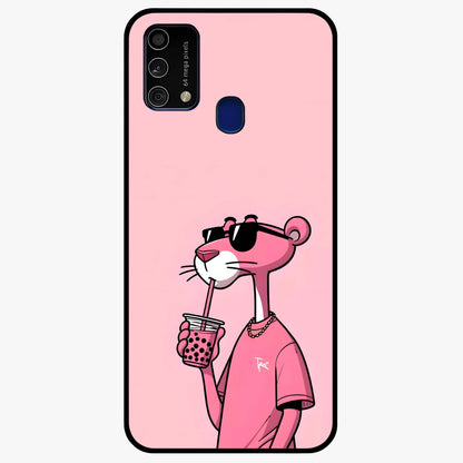 Pink Panther Glass Case showing flat back view with iconic pink panther artwork and glossy glass finish.