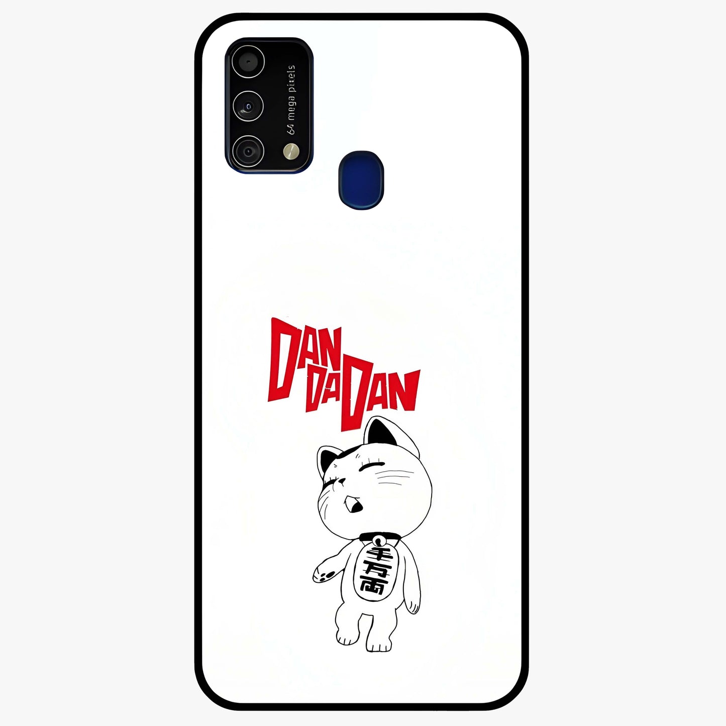 Playful Spirit Charm Glass Case showing flat back view with cheerful charm themed artwork and glossy glass finish.