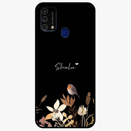 Quiet Garden Tune Custom Name Glass Case showing flat back view with peaceful garden artwork and personalized name design.