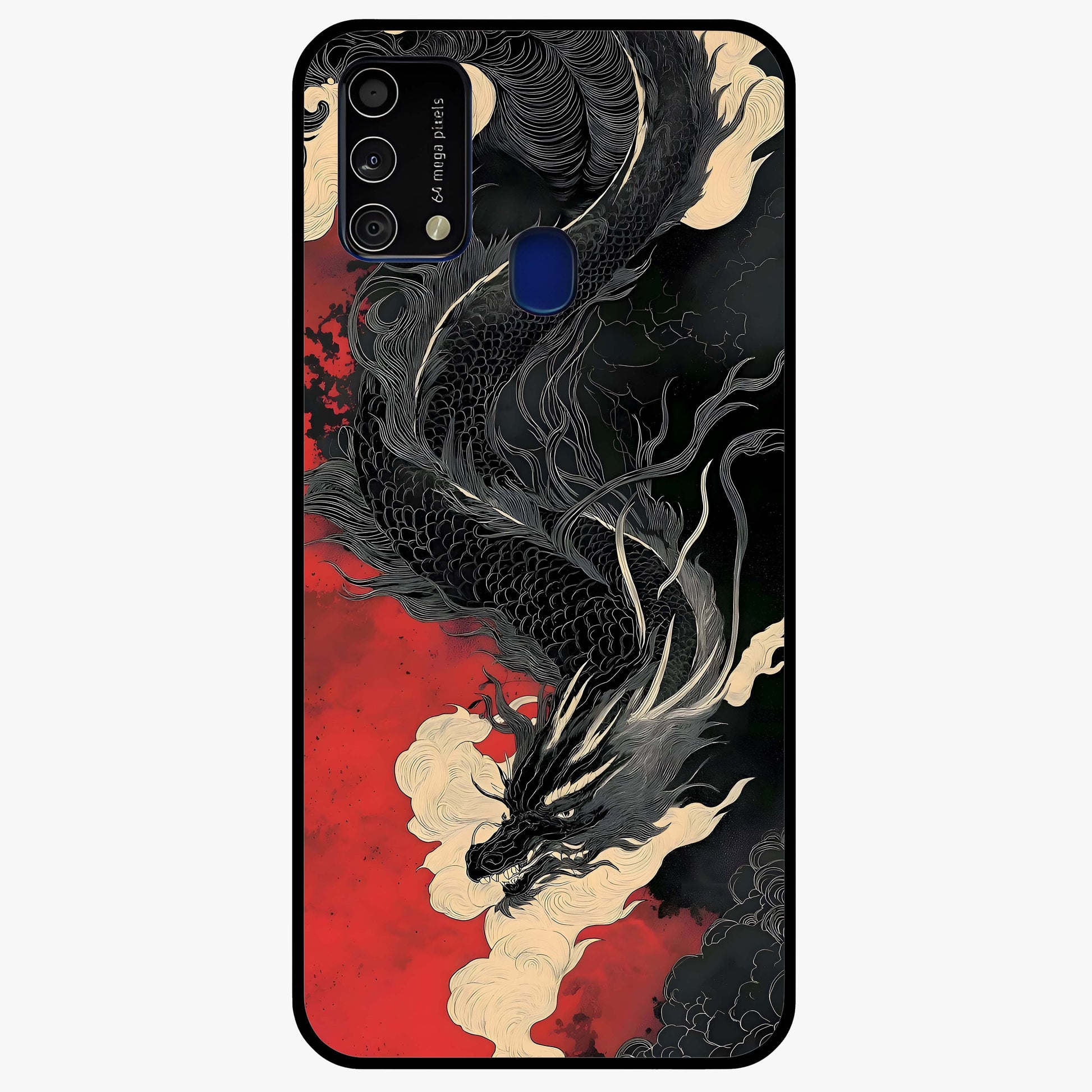 Shadow Dragon Fury Glass Case showing flat back view with fierce dragon artwork and glossy glass finish.