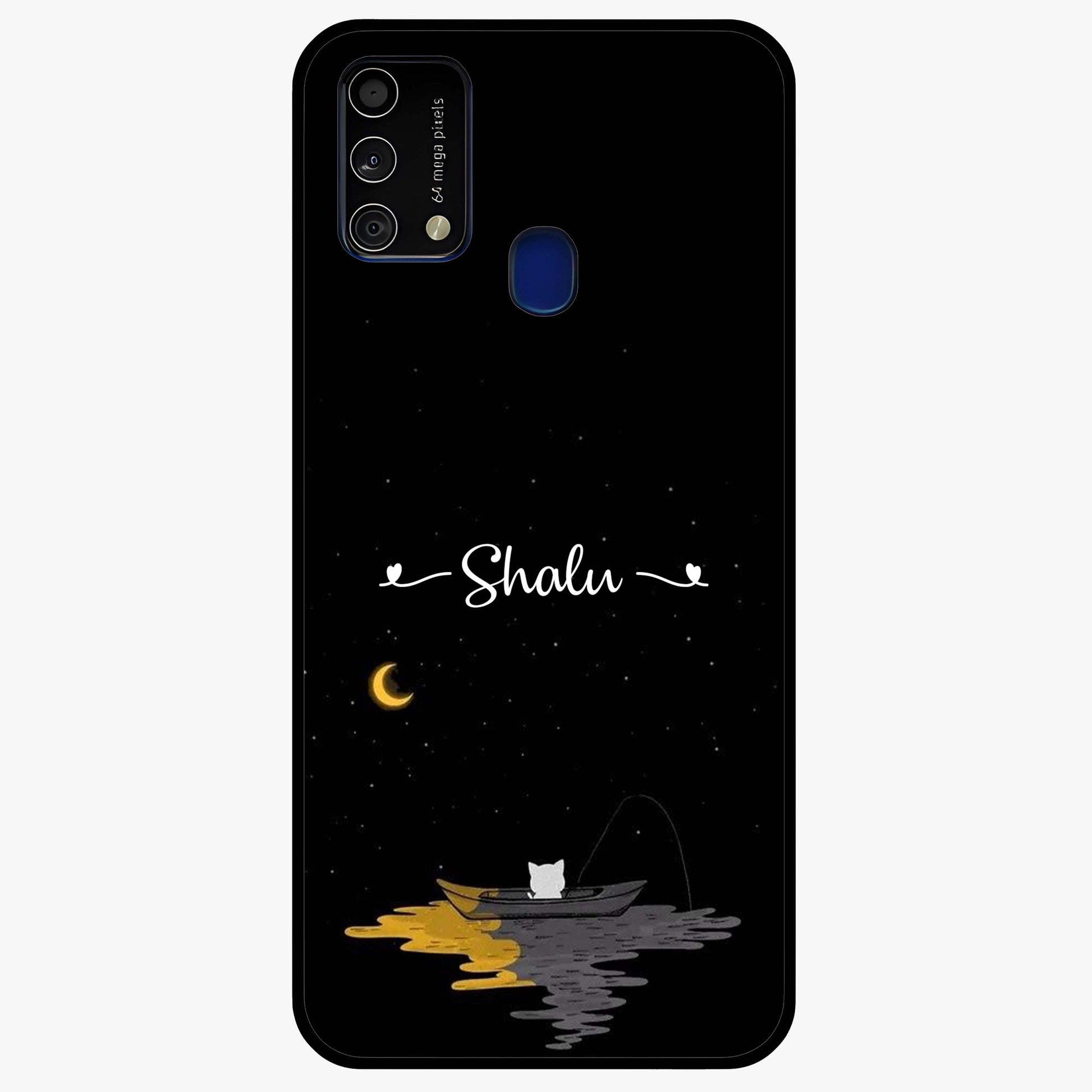 Silent Night Row Glass Case showing flat back view with calm night themed artwork and glossy glass finish.