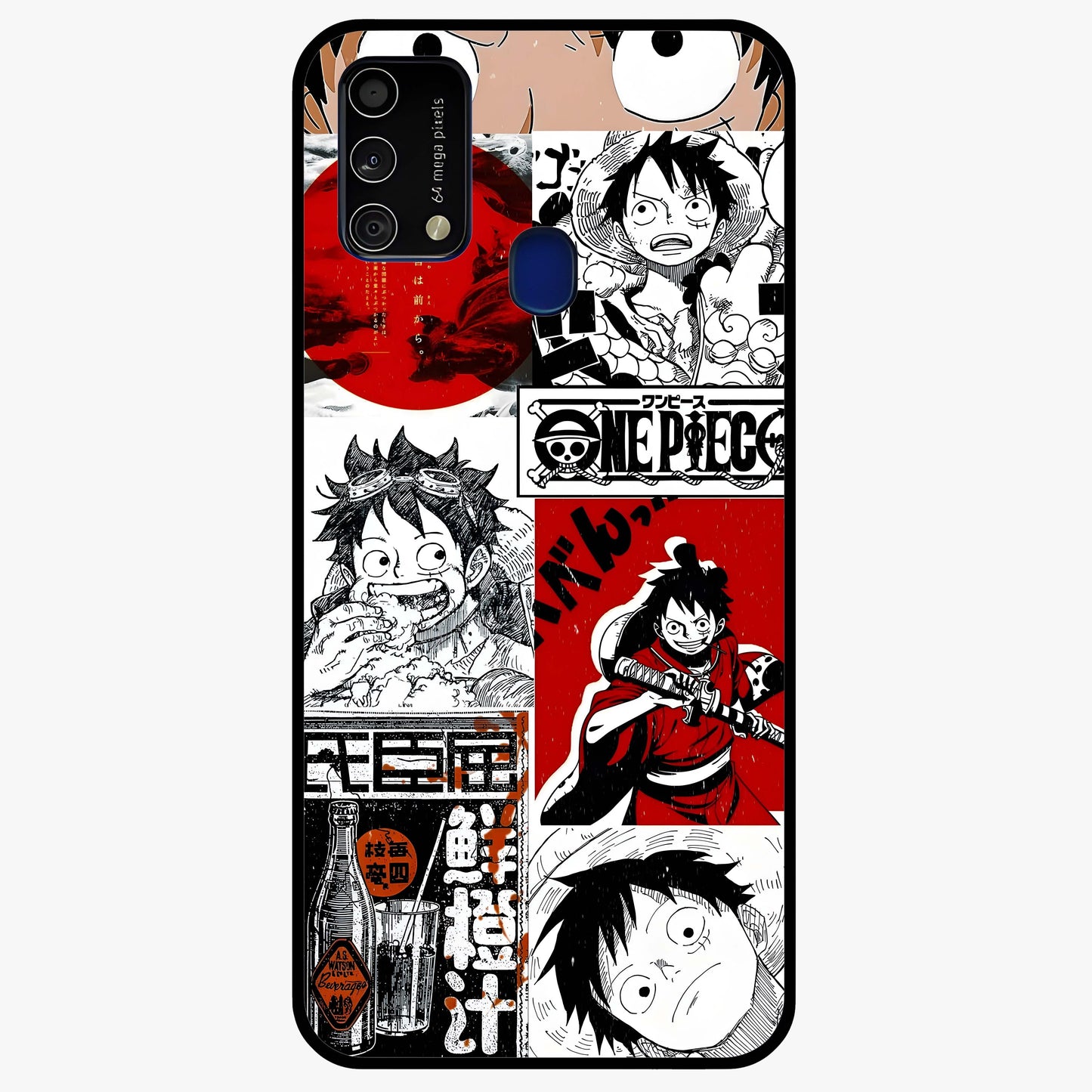 Strawhat Chaos Panels Glass Case showing flat back view with anime inspired chaos panel artwork and glossy glass finish.