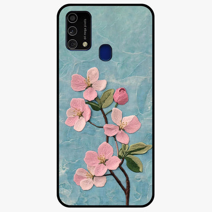 Threaded Blossom Breeze Glass Case showing flat back view with delicate blossom artwork and glossy glass finish.