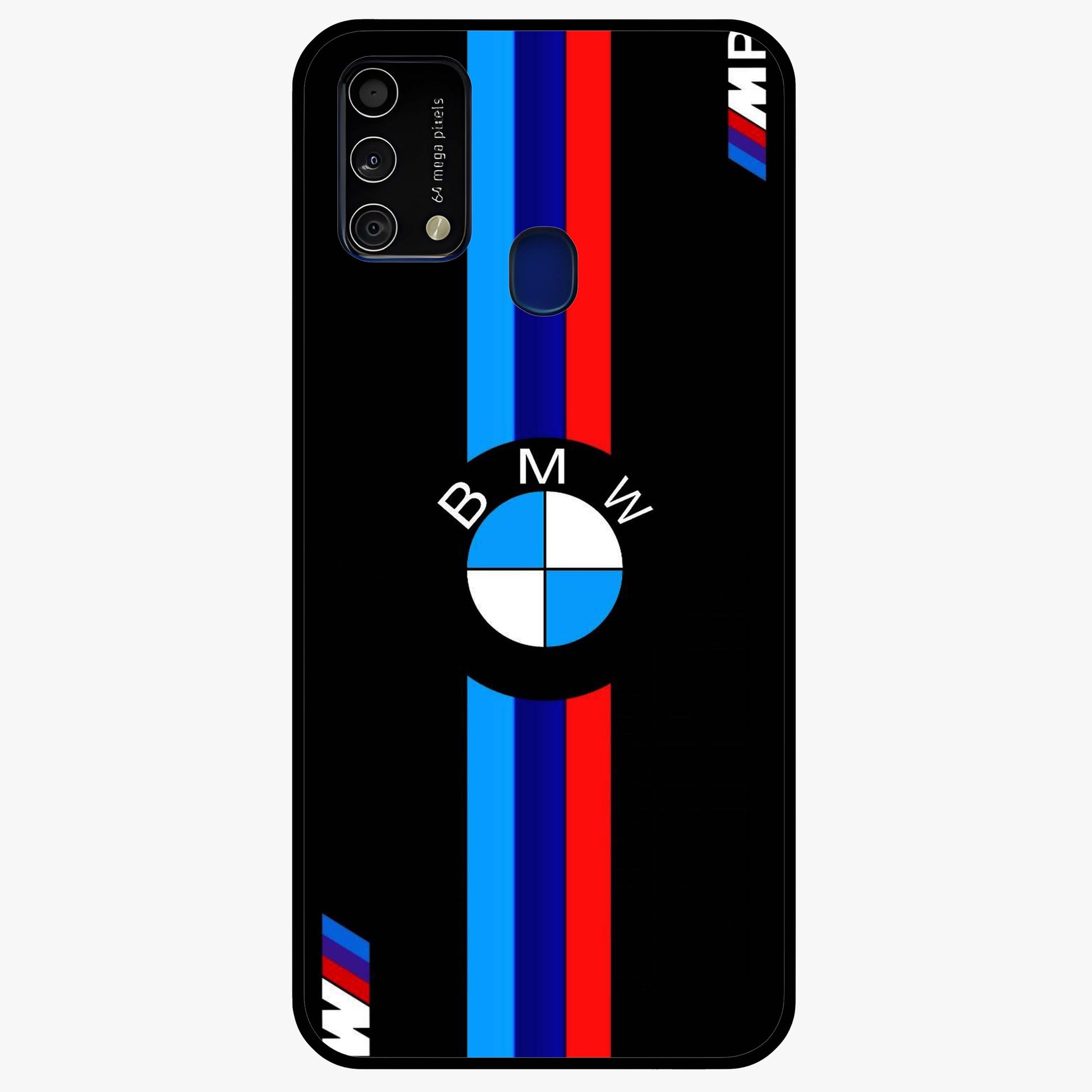 Turbo BMW Beast Glass Case showing flat back view with high performance sports car artwork and glossy glass finish.