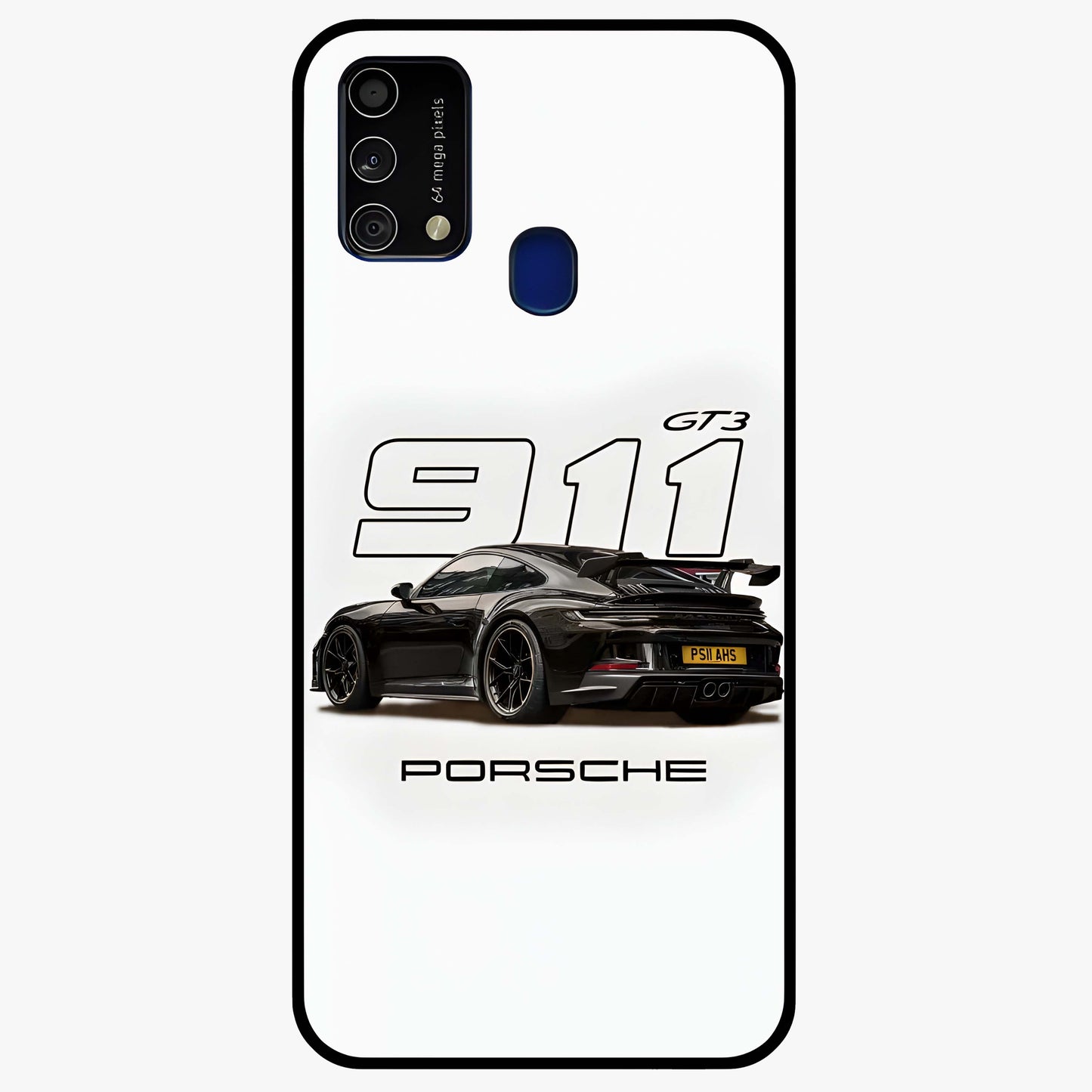 Turbo Legacy Icon Glass Case showing flat back view with iconic sports car inspired artwork and glossy glass finish.