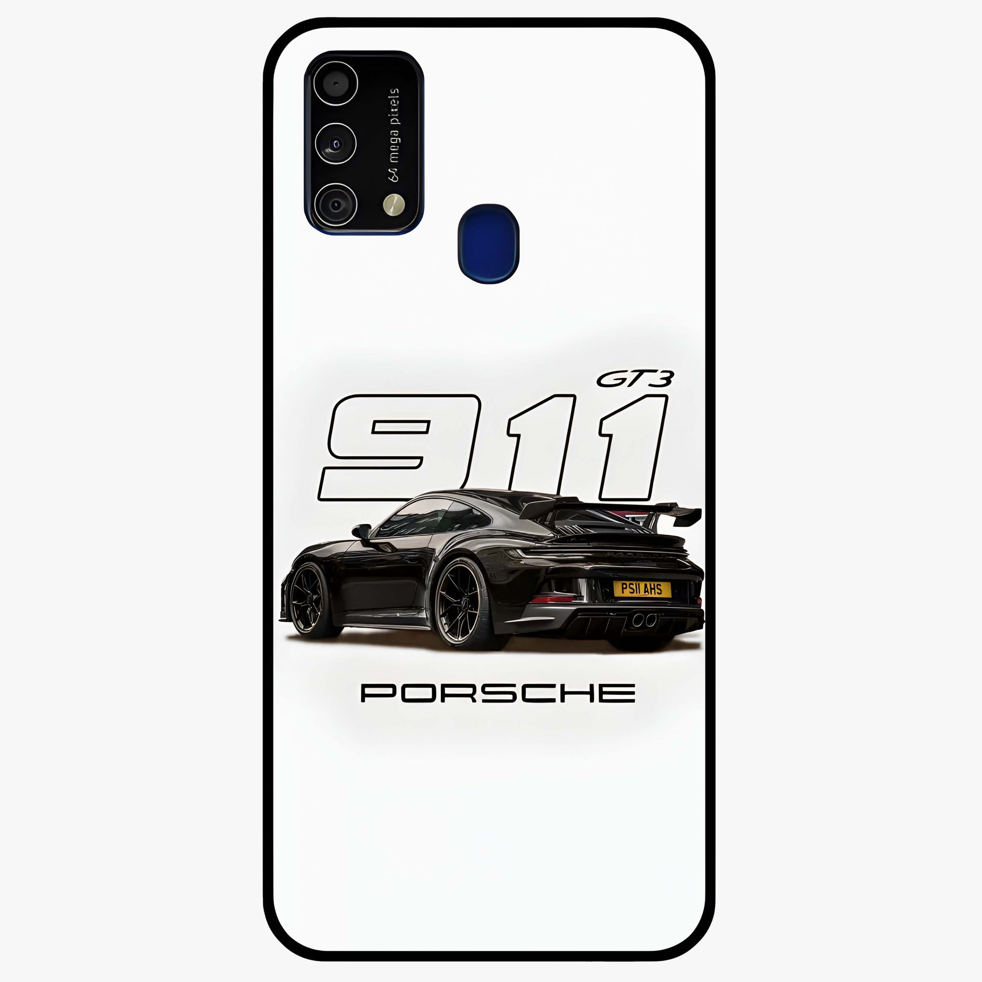 Turbo Legacy Icon Glass Case showing flat back view with iconic sports car inspired artwork and glossy glass finish.