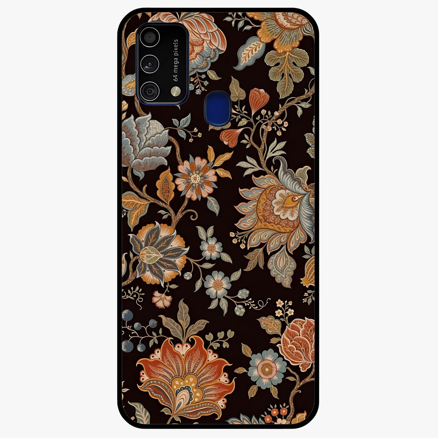 Vintage Floral Dream Glass Case showing flat back view with classic floral artwork and glossy glass finish.
