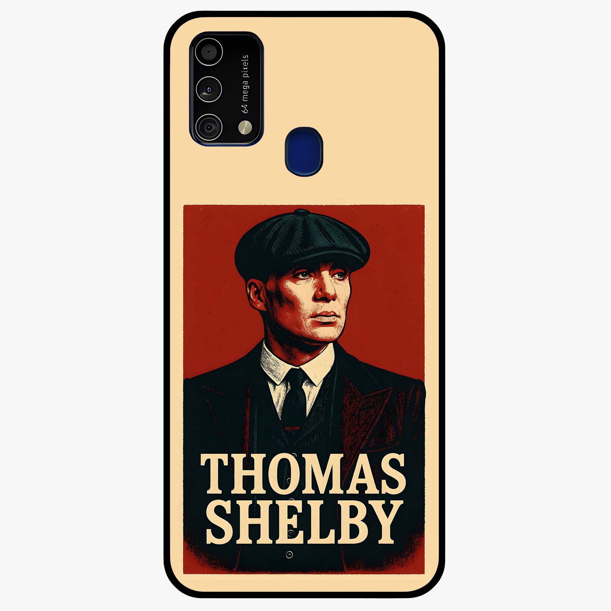 Vintage Mafia Authority Glass Case showing flat back view with bold vintage mafia inspired artwork and glossy glass finish.