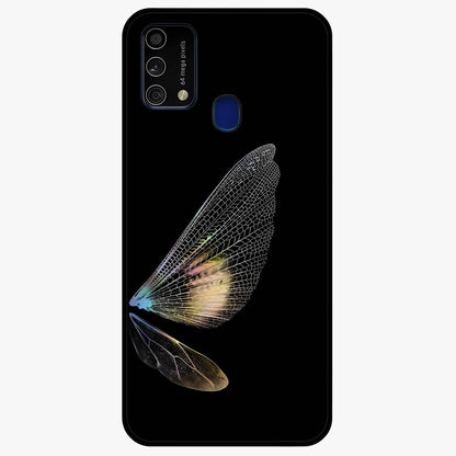 Whispers Of Wings Glass Case showing flat back view with graceful wing inspired artwork and glossy glass finish.