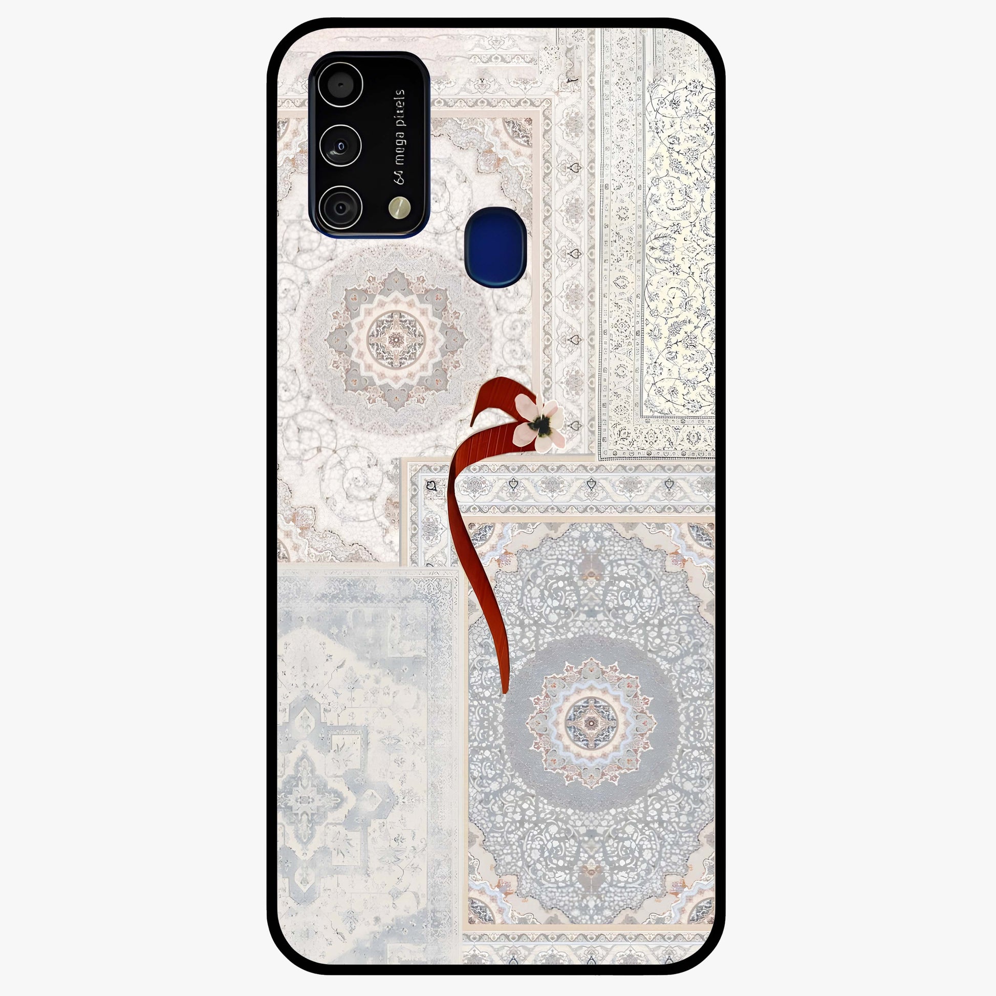 White Aesthetic Bow Glass Case showing flat back view with minimal bow artwork and glossy glass finish.