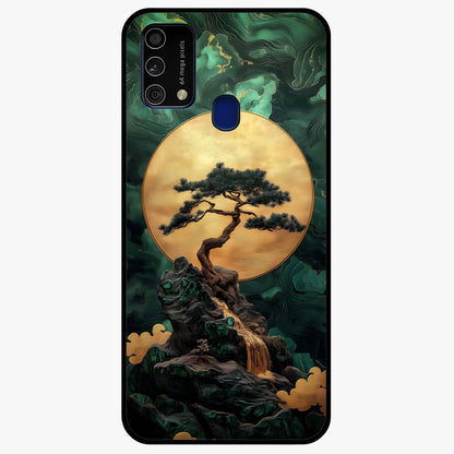 Zen Moon Rise Glass Case showing flat back view with calm moonrise artwork and glossy glass finish.