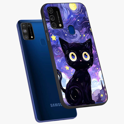Abstract Cat Art Glass Case displayed in angled mockup highlighting modern abstract cat artwork and sleek glass surface.