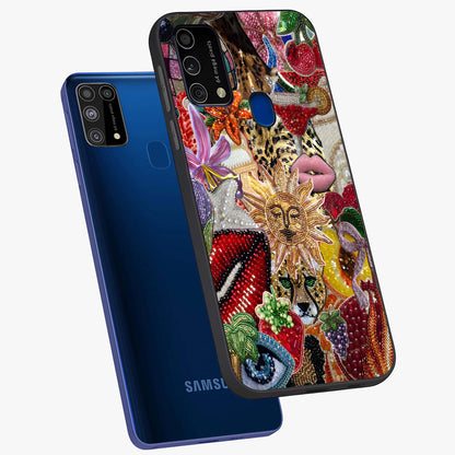 Beaded Fashion Jungle Glass Case displayed in angled mockup highlighting colorful fashion bead design and artistic pattern.