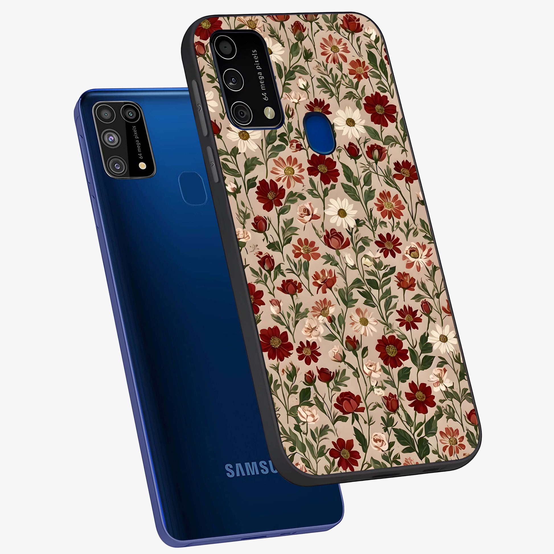Biege Flower With Leaf Glass Case displayed in angled mockup highlighting minimal floral leaf design and elegant aesthetic.