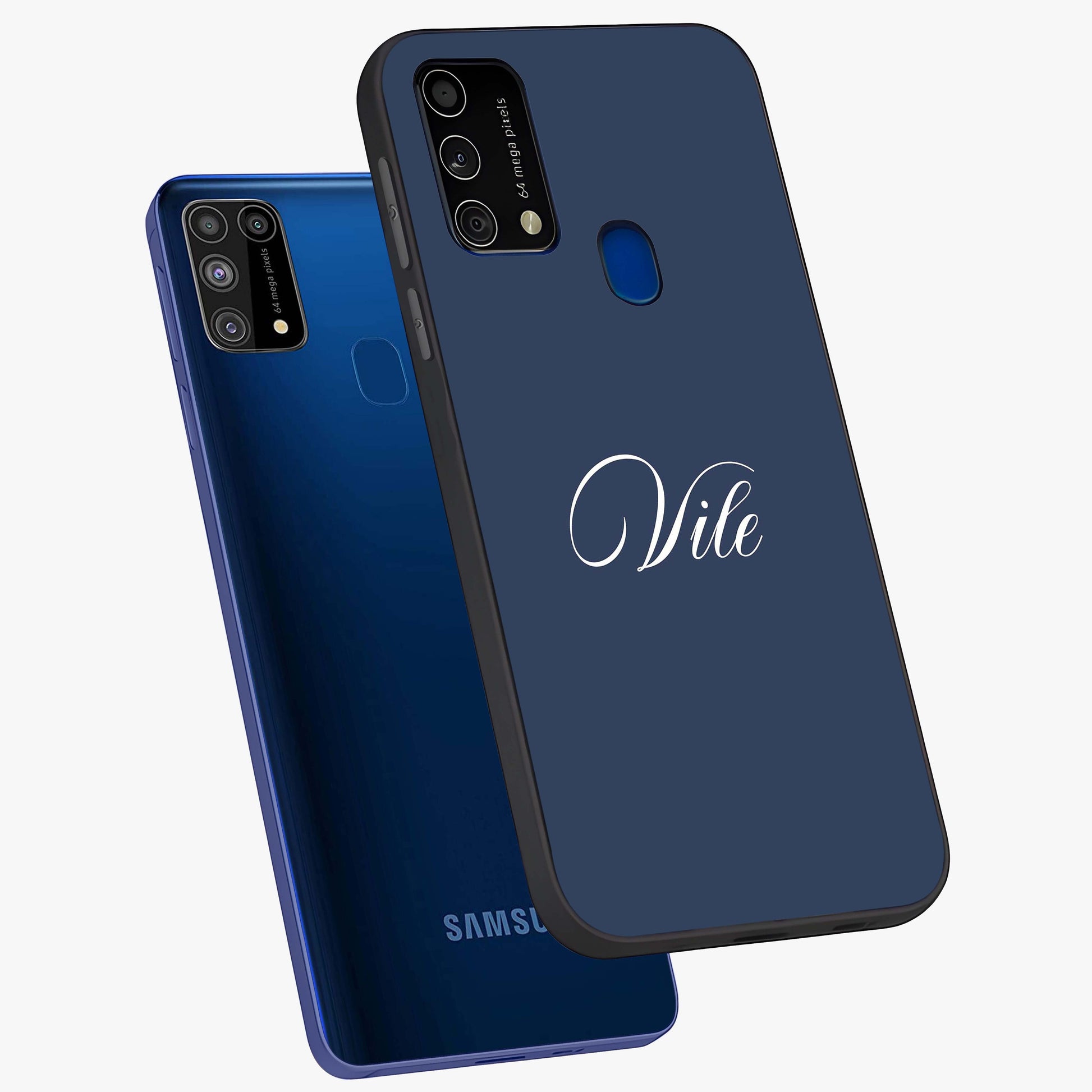 Blue Vintage Floral Pattern Glass Case showing flat back view with elegant vintage floral artwork and glossy glass finish.