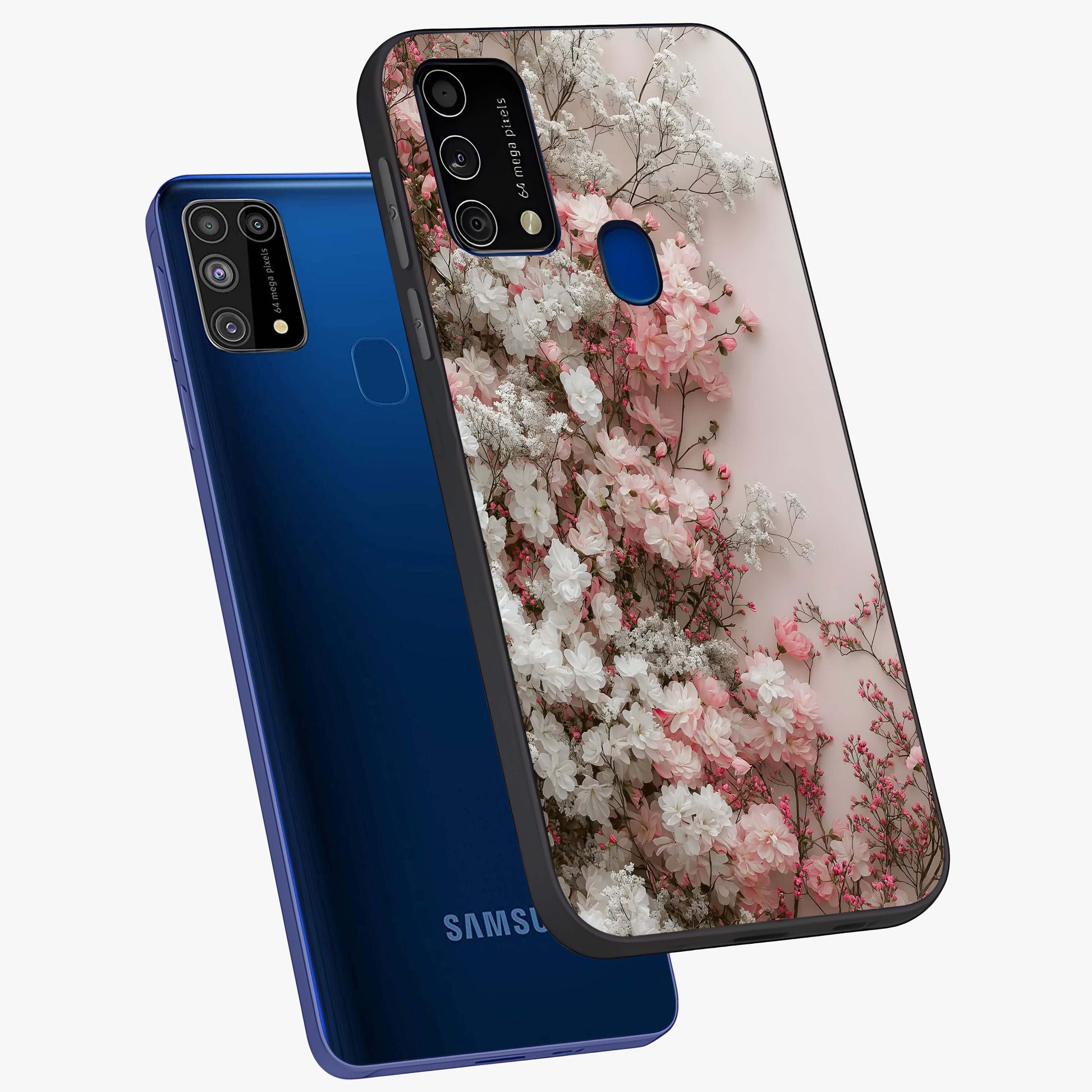 Blush Blossom Cloud Glass Case displayed in angled mockup highlighting soft cloud and blossom design with pastel aesthetic.
