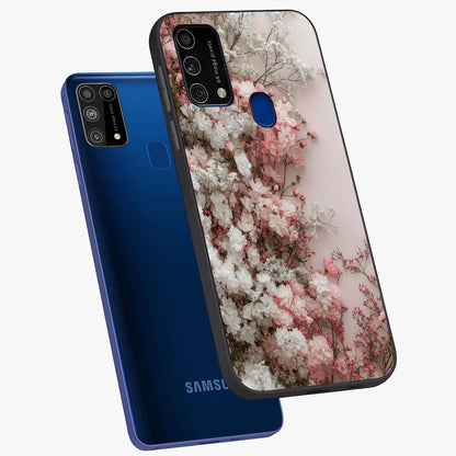 Blush Blossom Cloud Glass Case displayed in angled mockup highlighting soft cloud and blossom design with pastel aesthetic.
