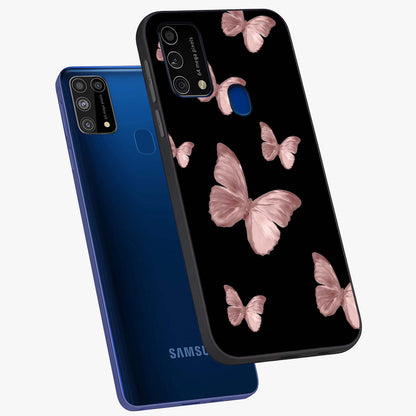 Butterfly Pattern Glass Case displayed in angled mockup highlighting delicate butterfly design and aesthetic pattern style.