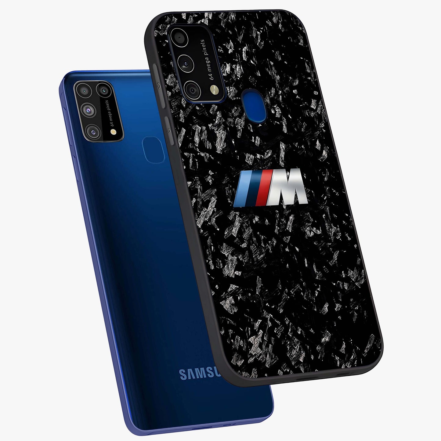 Carbon Speed Mark Glass Case displayed in angled mockup highlighting racing inspired carbon design and sleek aesthetic style.