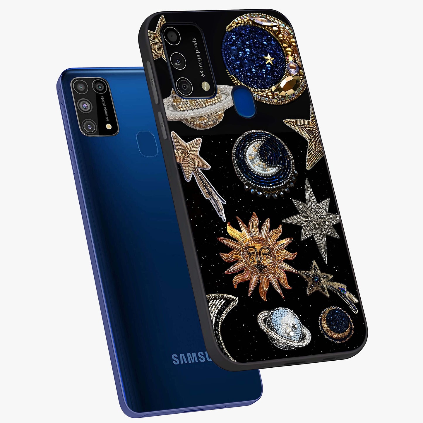 Celestial Gem Constellations Glass Case displayed in angled mockup highlighting gemstone inspired constellation design.