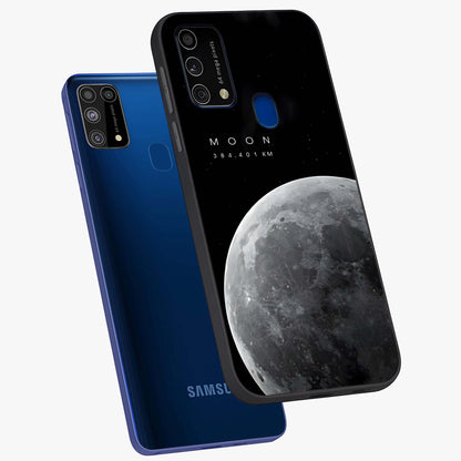 Cosmic Moon Glow Glass Case displayed in angled mockup highlighting celestial moon design with cosmic aesthetic theme.