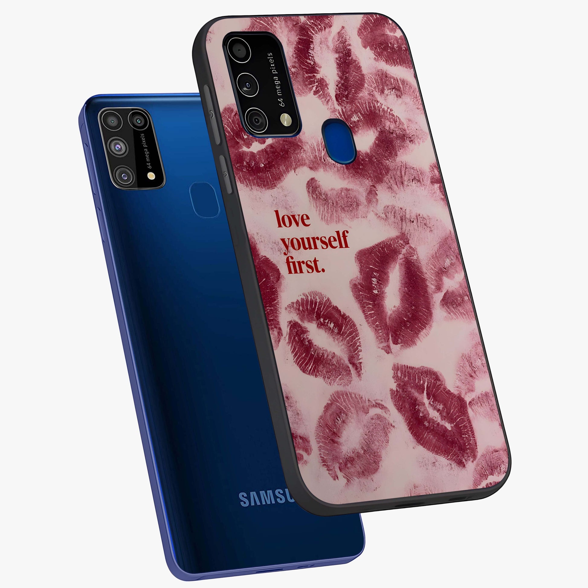 Crimson Kiss Love Glass Case displayed in angled mockup highlighting bold love inspired design with modern aesthetic style.