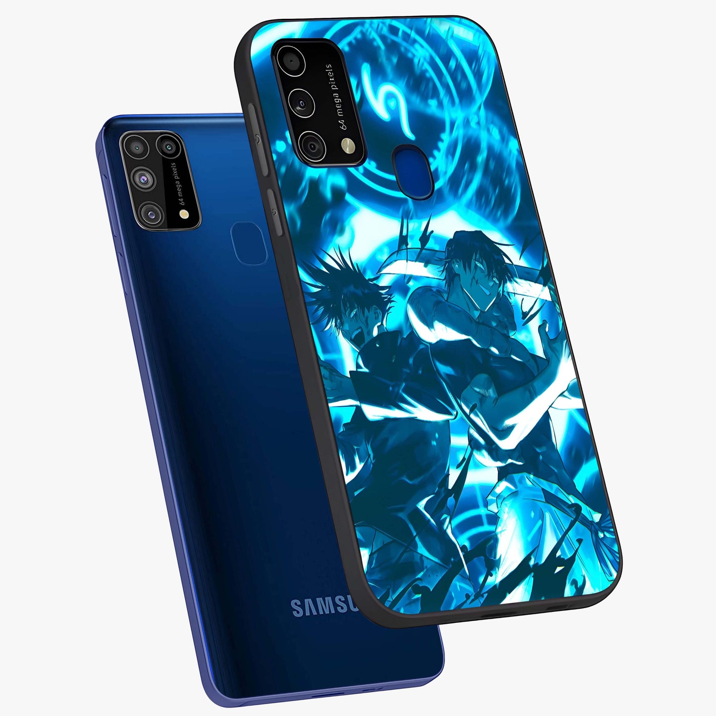 Cursed Energy Clash Glass Case displayed in angled mockup highlighting powerful battle inspired graphic with anime style aesthetic.