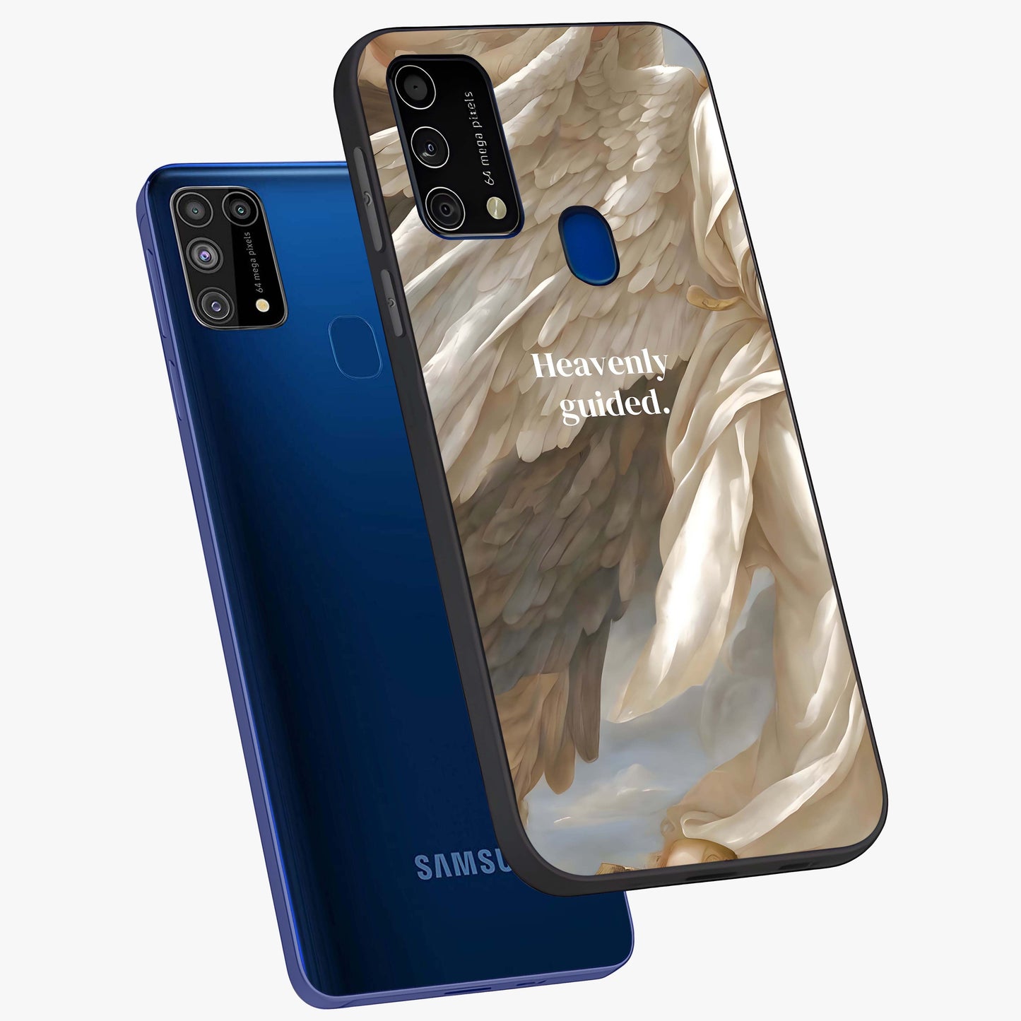 Divine Winged Grace Glass Case displayed in angled mockup highlighting graceful wing design with divine aesthetic style.