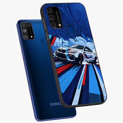 Drift Power Rush Glass Case displayed in angled mockup highlighting powerful drift car design with sporty aesthetic style.