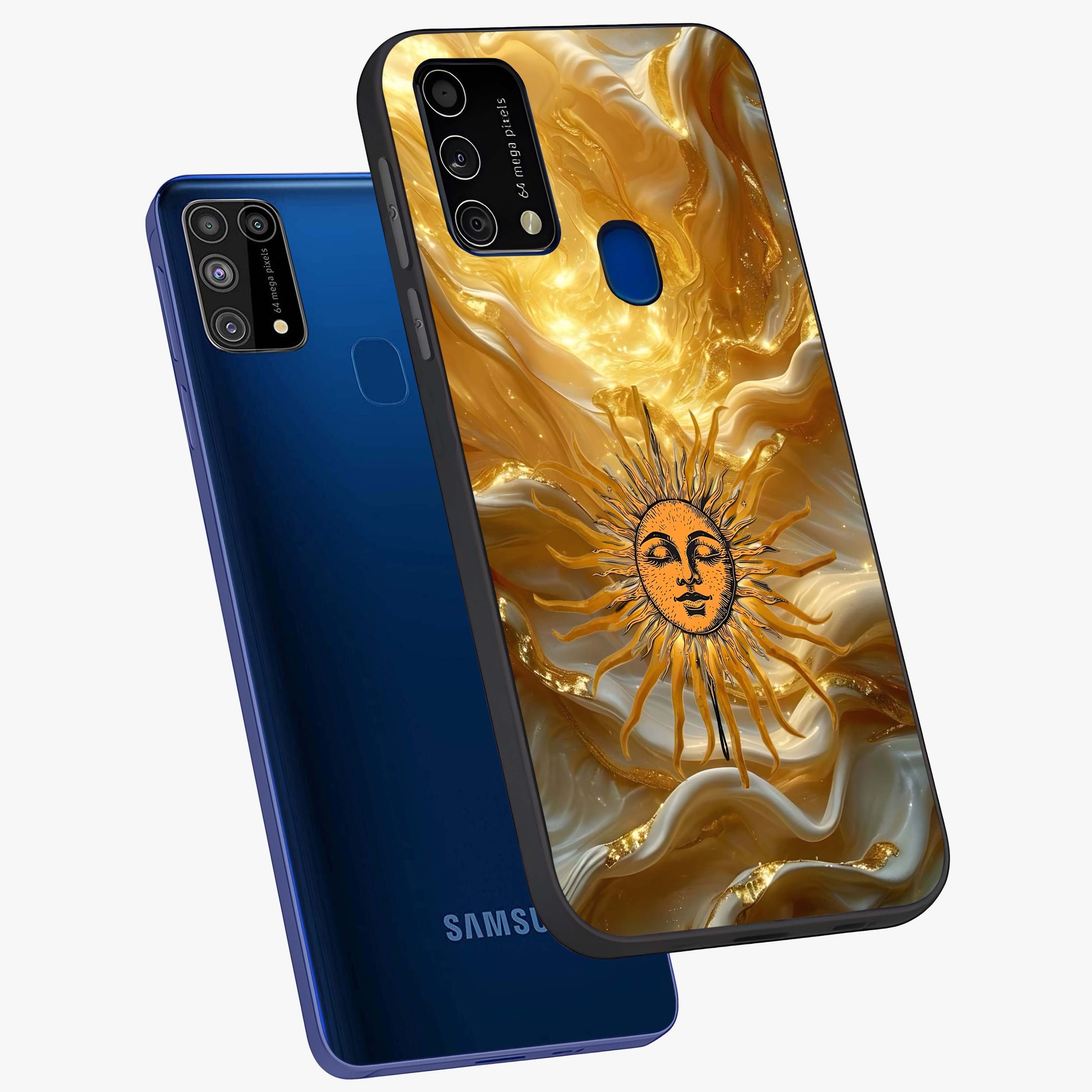 Eternal Golden Glow Glass Case displayed in angled mockup highlighting glowing golden aesthetic design with elegant style.