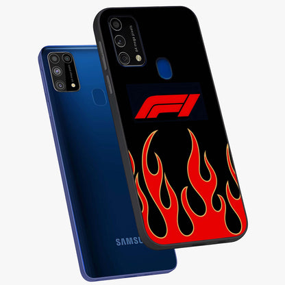 Fire F11 Glass Case displayed in angled mockup highlighting bold fire inspired graphic with energetic aesthetic style.