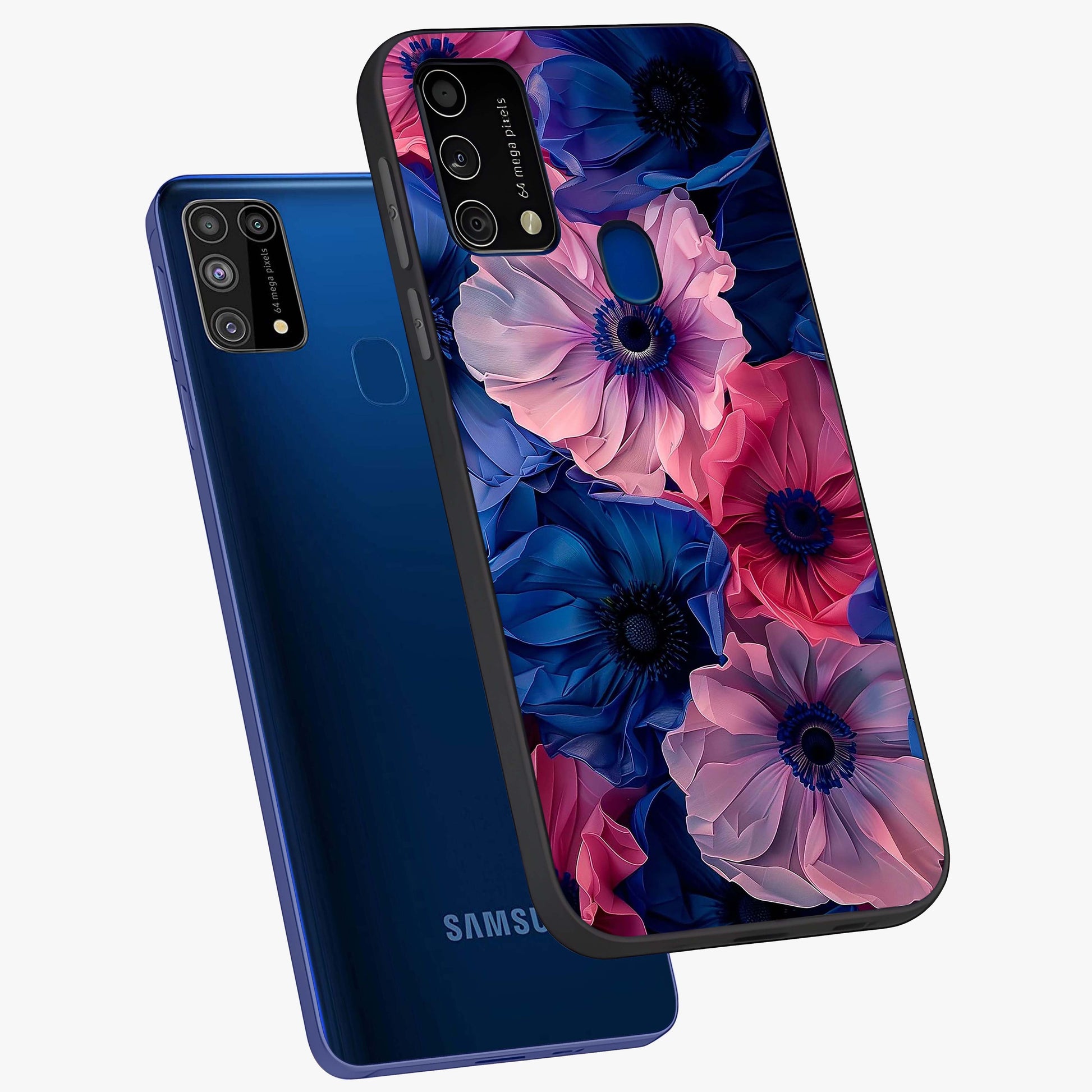 Flower Paper Art Pattern Glass Case displayed in angled mockup highlighting layered paper flower design with artistic aesthetic.