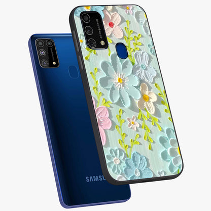 Frosted Petal Garden Glass Case displayed in angled mockup highlighting delicate flower petal design with calm garden aesthetic.